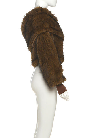 Off-Shoulder Faux Fur Blouse