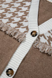 Button-Front Fringed Cardigan