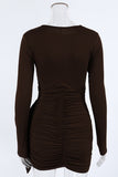 Ruched Long-Sleeve Bodycon Dress