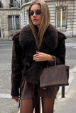 Chic Shearling-Collar Jacket