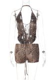 Halter Tie Backless Shorts Set