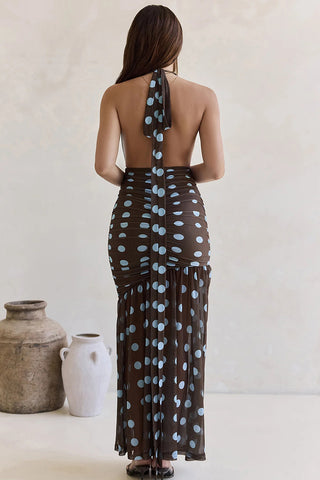 Polka Dot Halter Maxi Dress