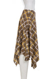 Handkerchief Hem Plaid Midi Skirt