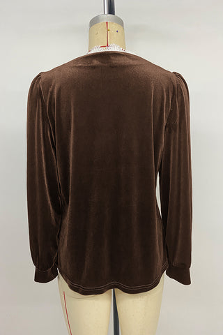 Lace-Trimmed Button-Front Blouse