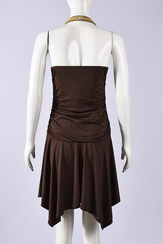 Embellished Halter Ruched Mini Dress