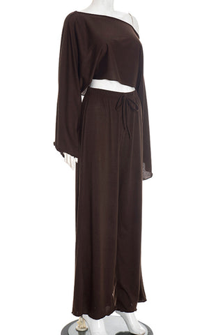 Off-Shoulder Top and Wide-Leg Pants Set