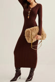 Keyhole Front Ribbed Casual Dress
