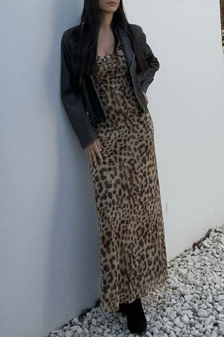 Leopard Print Spaghetti Strap Dress