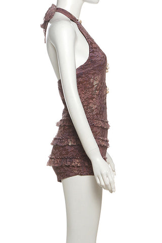 Lace Halter Neck Romper