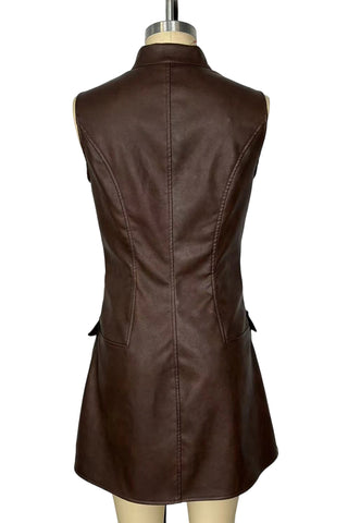 Zip-Front Sleeveless Casual Dress