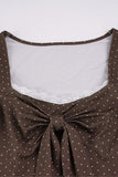 Bow-Front Long Sleeve Polka Dot Top