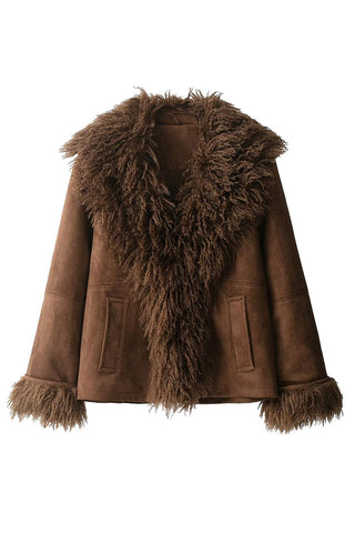 Fluffy Collar Faux Fur Jacket