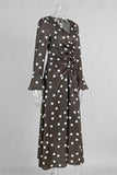 Polka Dot Gathered Midi Dress