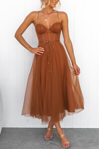 Spaghetti Strap Tulle Evening Dress