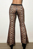 Leopard Print Flare Casual Pants