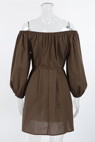 Off-Shoulder Balloon Sleeve Dress