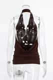Draped Halter Neck Tank Top