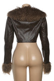 Chic Faux Fur Trimmed Cropped Jacket
