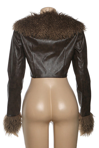 Chic Faux Fur Trimmed Cropped Jacket