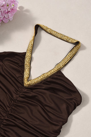 Embellished Halter Ruched Mini Dress