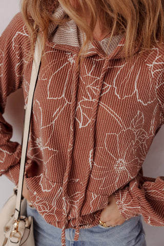 Floral Drawstring Sweatshirt