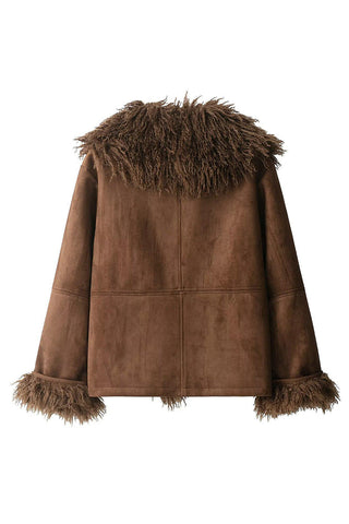 Fluffy Collar Faux Fur Jacket