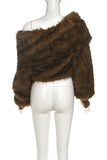 Off-Shoulder Faux Fur Blouse