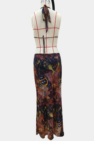 Halter Maxi Dress with Open Front