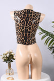Button-Front Leopard Sequin Tank