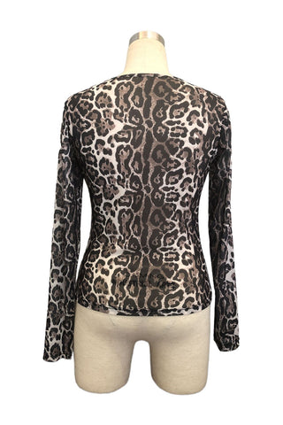 Sheer Leopard Long Sleeve Top