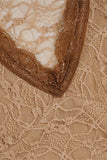 V-Neck Lace Long Sleeve Tee