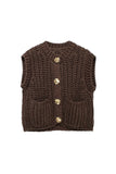Chunky Knit Button Cardigan Vest