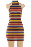 Striped Knit Halter Dress