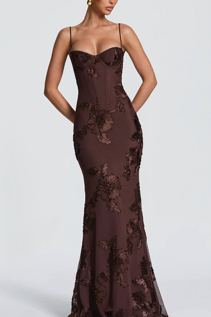 Floral Embellished Evening Gown