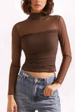 Sheer Panel Long-Sleeve T-Shirt