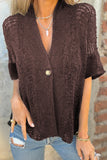 Button-Front Short Sleeve Cardigan