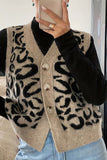 Button-Front Animal Print Vest