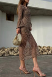 V-Neck Sequin Long Sleeve Dress