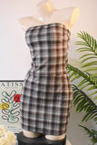 Strapless Plaid Skirt Set