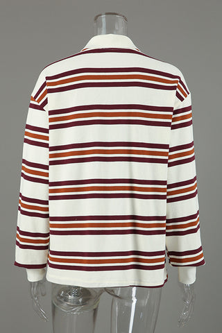 Striped Polo T-Shirt with Long Sleeves