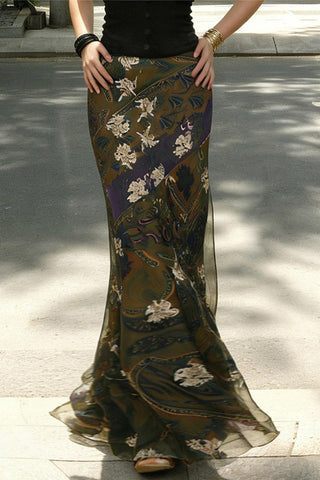 Elegant Patterned Maxi Skirt
