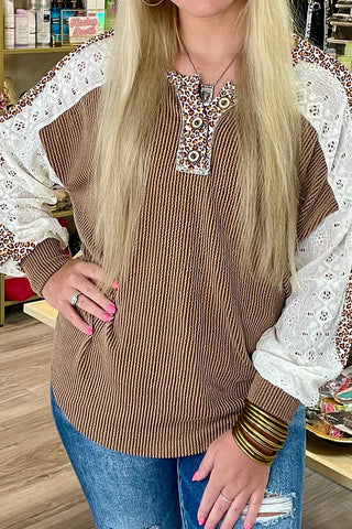 Stylish Lace-Trimmed Sweatshirt