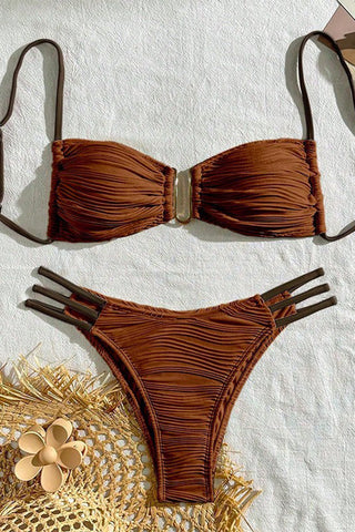 Strappy Bikini Set with Ruched Details