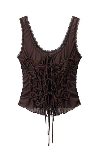 Lace-Up Ruched Tank Top