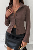 Striped Button-Front Blouse
