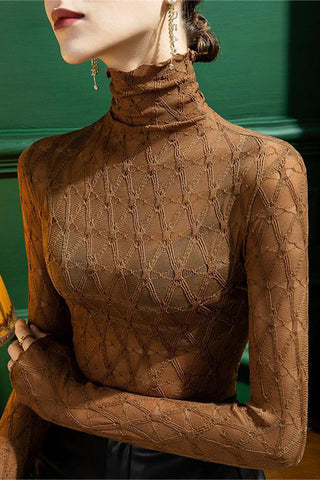 Lace High-Neck Blouse
