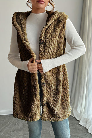 Button-Up Textured Knit Vest