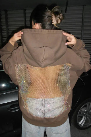 Hooded Sweatshirt with Mesh Back Design