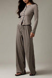 Striped Long-Sleeve Casual Pants Set