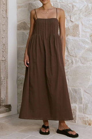 Spaghetti Strap Pleated Maxi Dress